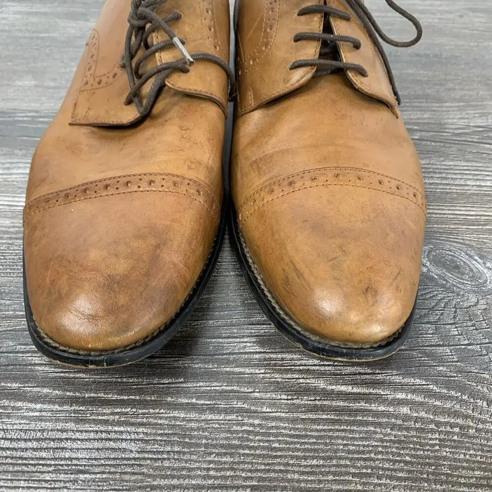Stacy Adams Prescott Dress Shoes mens‎ 13M Brown leather cap toe oxford 24858